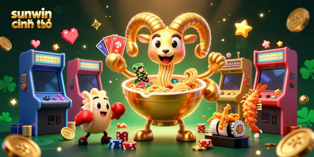 Experience gameplay thrills with sunwin chính chủ in a vibrant 3D casino illustration featuring dynamic characters.