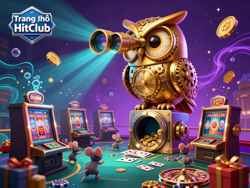 Experience the excitement of Trang Chủ HitClub with captivating golden owl and vibrant casino elements.