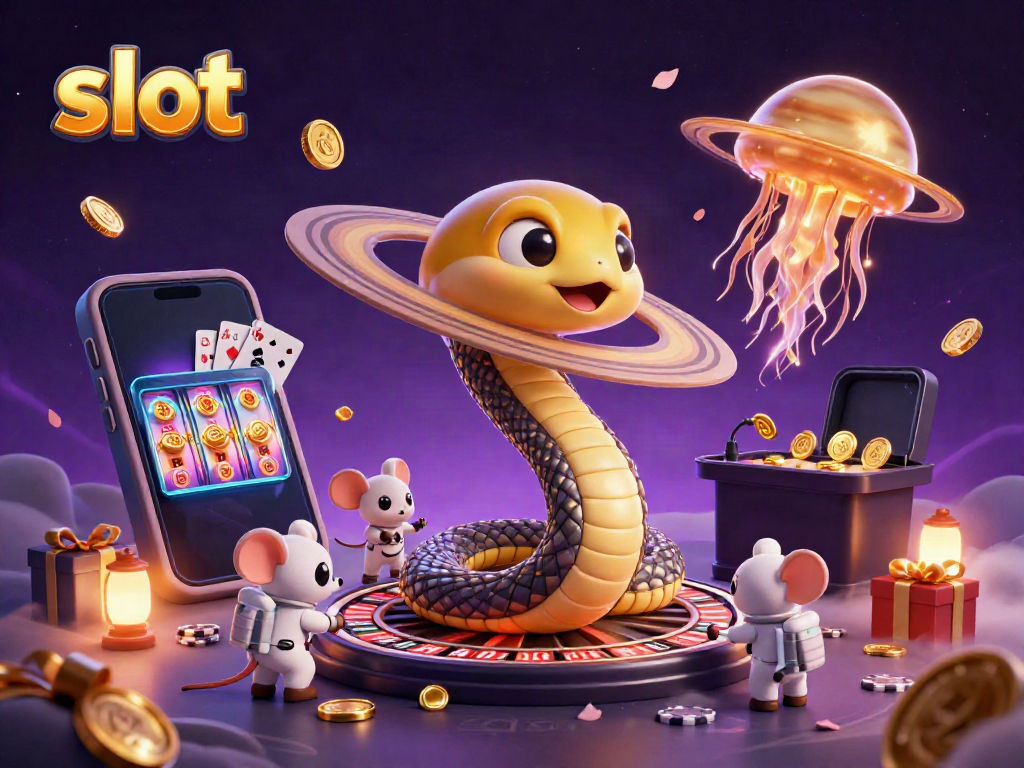 Experience the excitement of slot gaming with character-driven animations in a vibrant cosmic casino.