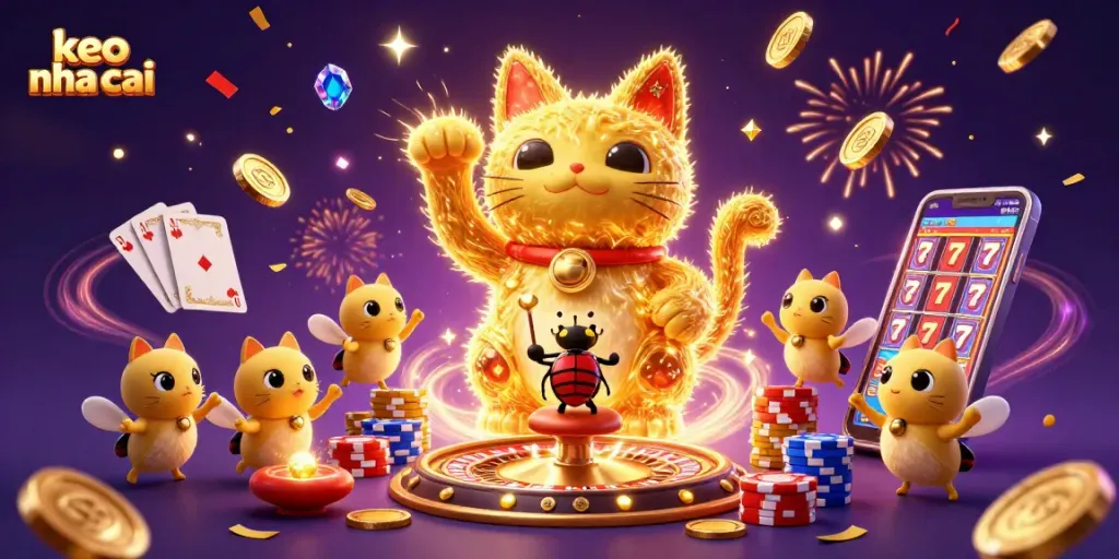 Experience keo nha cai with vibrant casino action featuring a lucky cat and dynamic game elements.