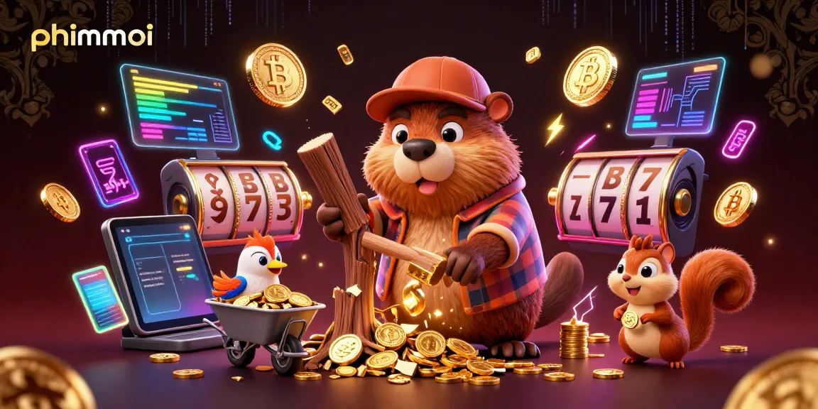 Engage in phimmoi's captivating casino adventure with beaver, bird, and squirrel amidst dazzling riches.