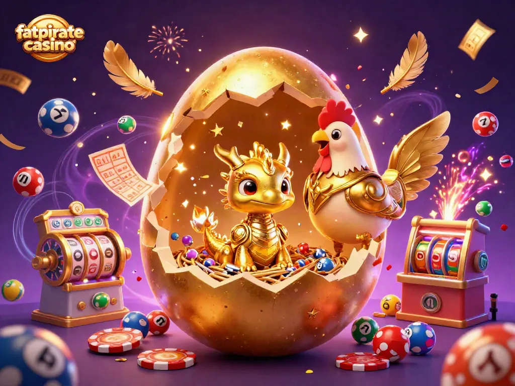 Experience the magic of fatpirate casino with a golden dragon and vibrant games.