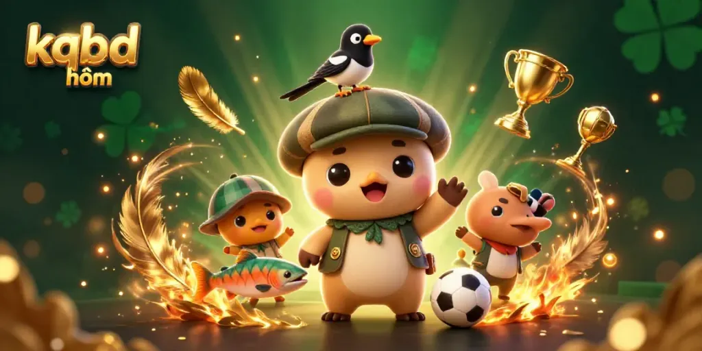 Experience thrilling sports betting action with kqbd hôm, featuring dynamic cartoon characters in a vibrant setting.